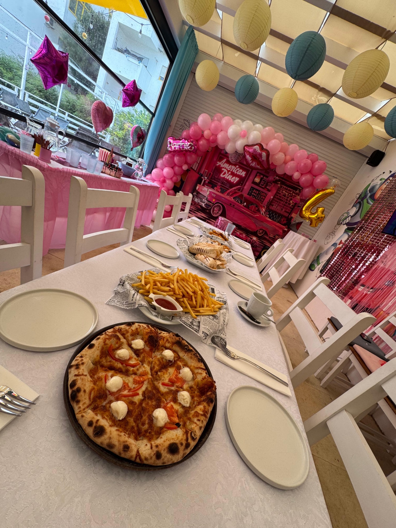 American diner birthday party setup at Smile Park