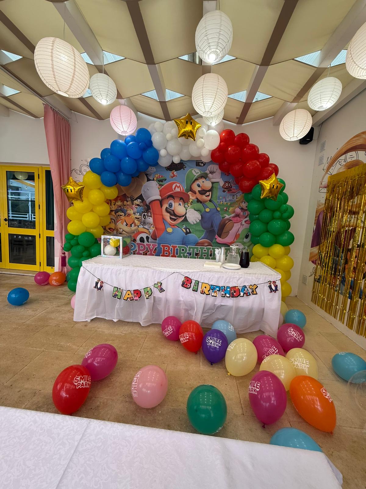Super Mario themed birthday party at Smile Park